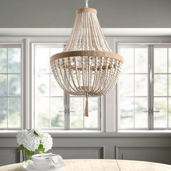 Langley Street Heald 4Light Beads White/Brown Finish Dimmable Pendant